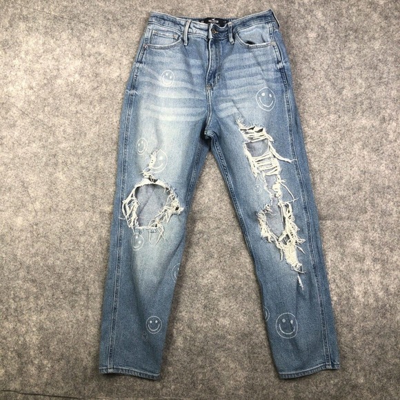 Hollister Jeans Women's 5R Ultra High-Rise Mom Stretch Light Wash Blue Denim - Picture 1 of 10